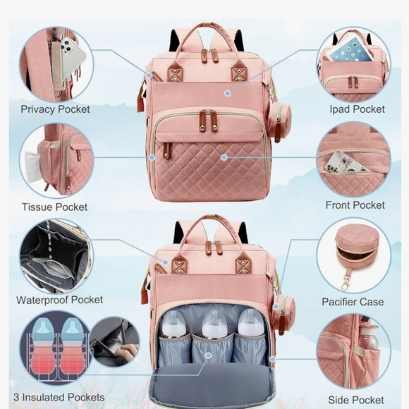 Womens Diaper Bag Backpack (choose your color , style) unisex travel bag. - Picture 1 of 6